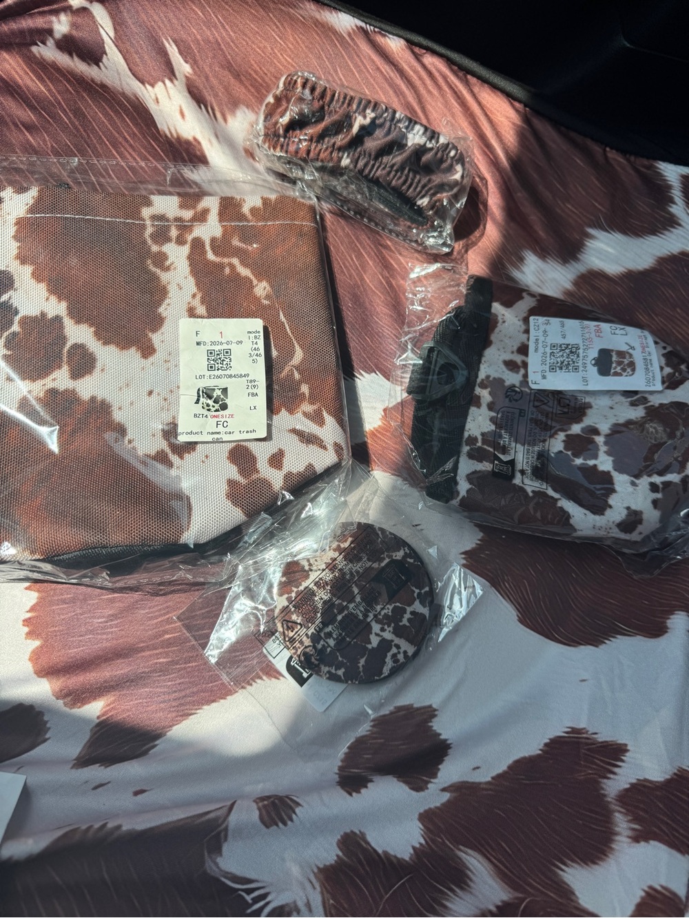 Brown Cowhide Print car items